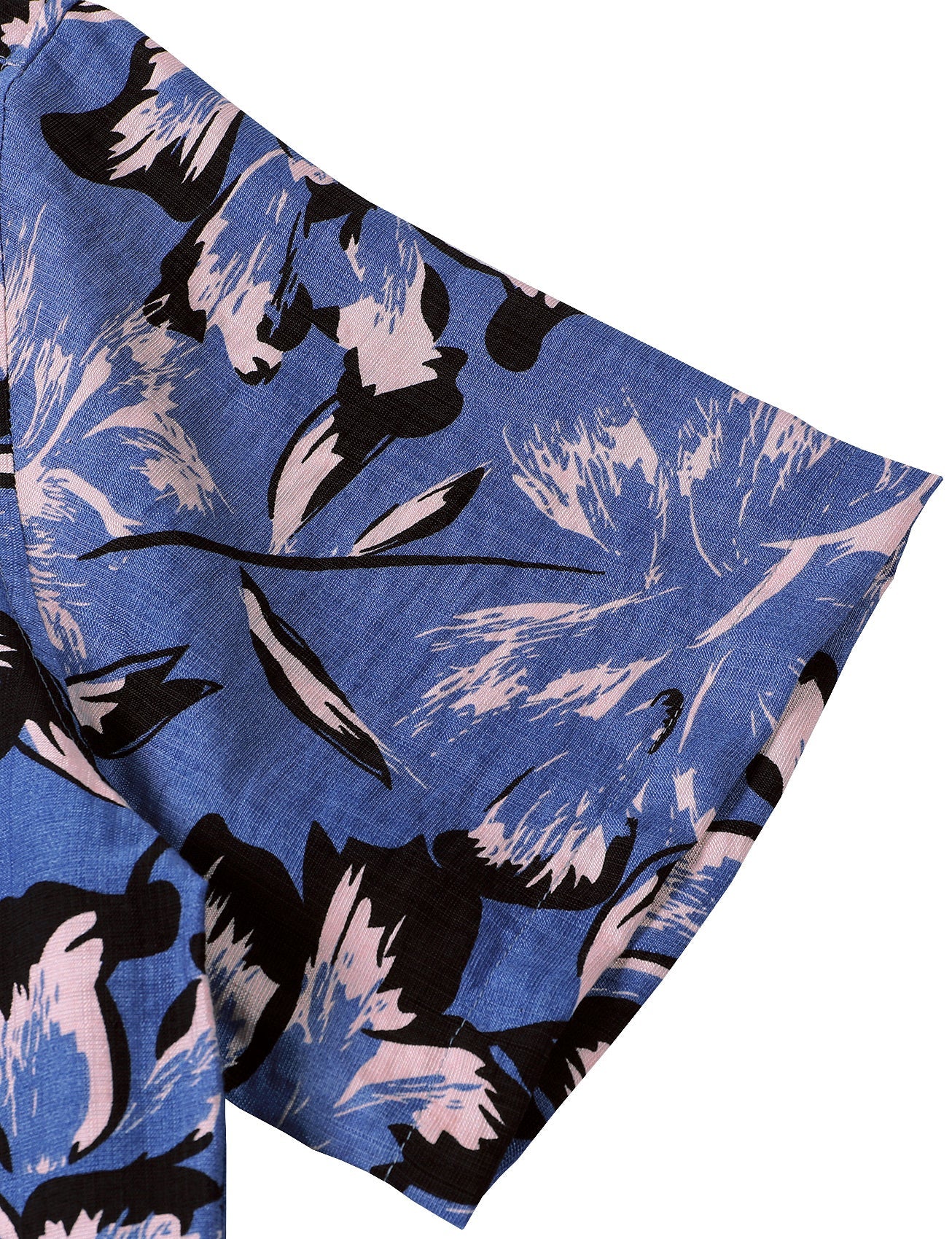 Blue Tropical Floral Buttoned Short Sleeve Shirt