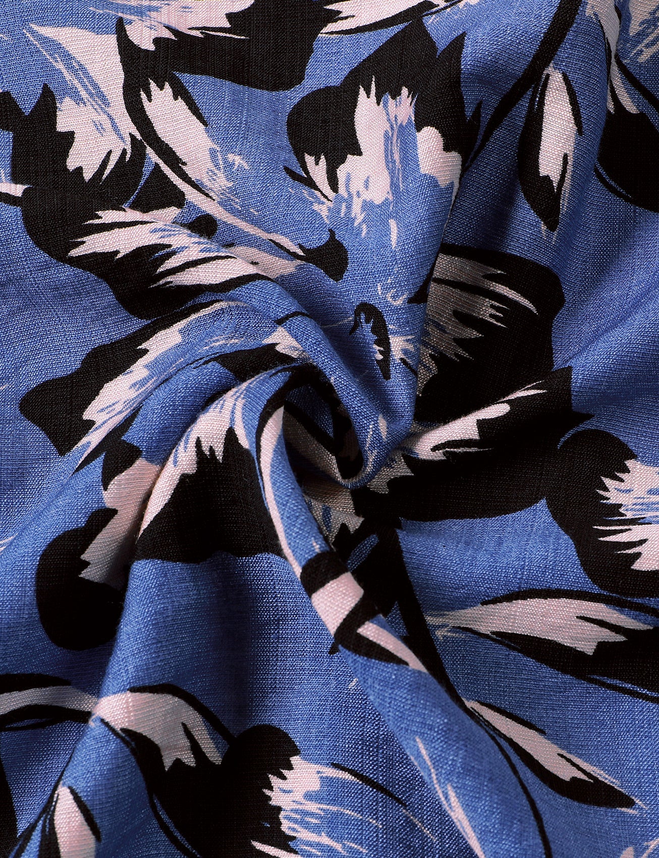 Blue Tropical Floral Buttoned Short Sleeve Shirt