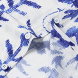 Retro Print Short Sleeve Button-Up Shirt