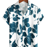 Summer Casual Cotton Floral Shirt for Men, with Buttons and Short Sleeves, Perfect for Beach Holidays