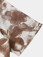 Button-Up Short Sleeve Abstract Floral Print Camp Style Shirt