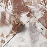 Button-Up Short Sleeve Abstract Floral Print Camp Style Shirt
