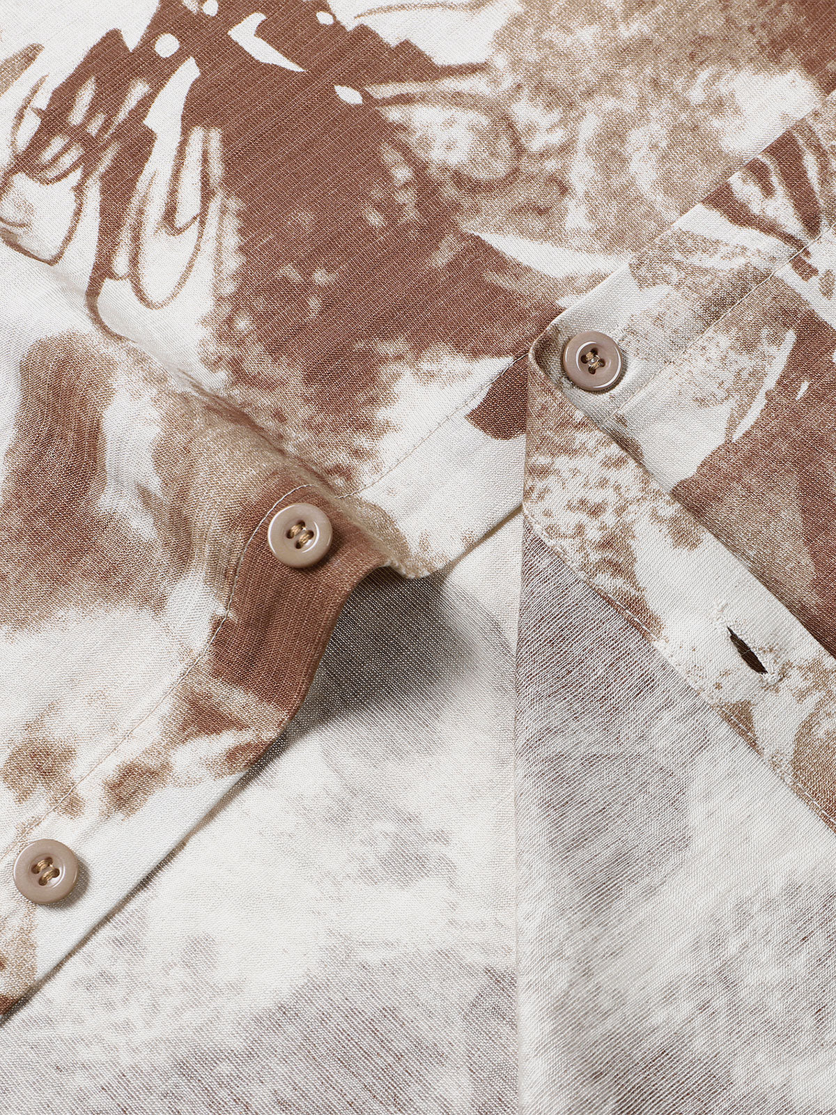 Button-Up Short Sleeve Abstract Floral Print Camp Style Shirt