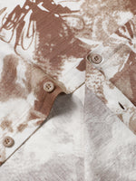 Button-Up Short Sleeve Abstract Floral Print Camp Style Shirt