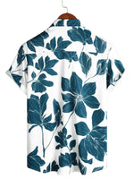 Summer Casual Cotton Floral Shirt for Men, with Buttons and Short Sleeves, Perfect for Beach Holidays