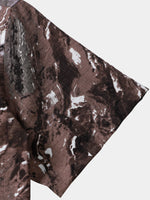Brown Vacation Abstract Pattern Short Sleeve Shirt