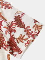 Short Sleeve Flowers and Paisley Holiday Pattern Button-Up Shirt