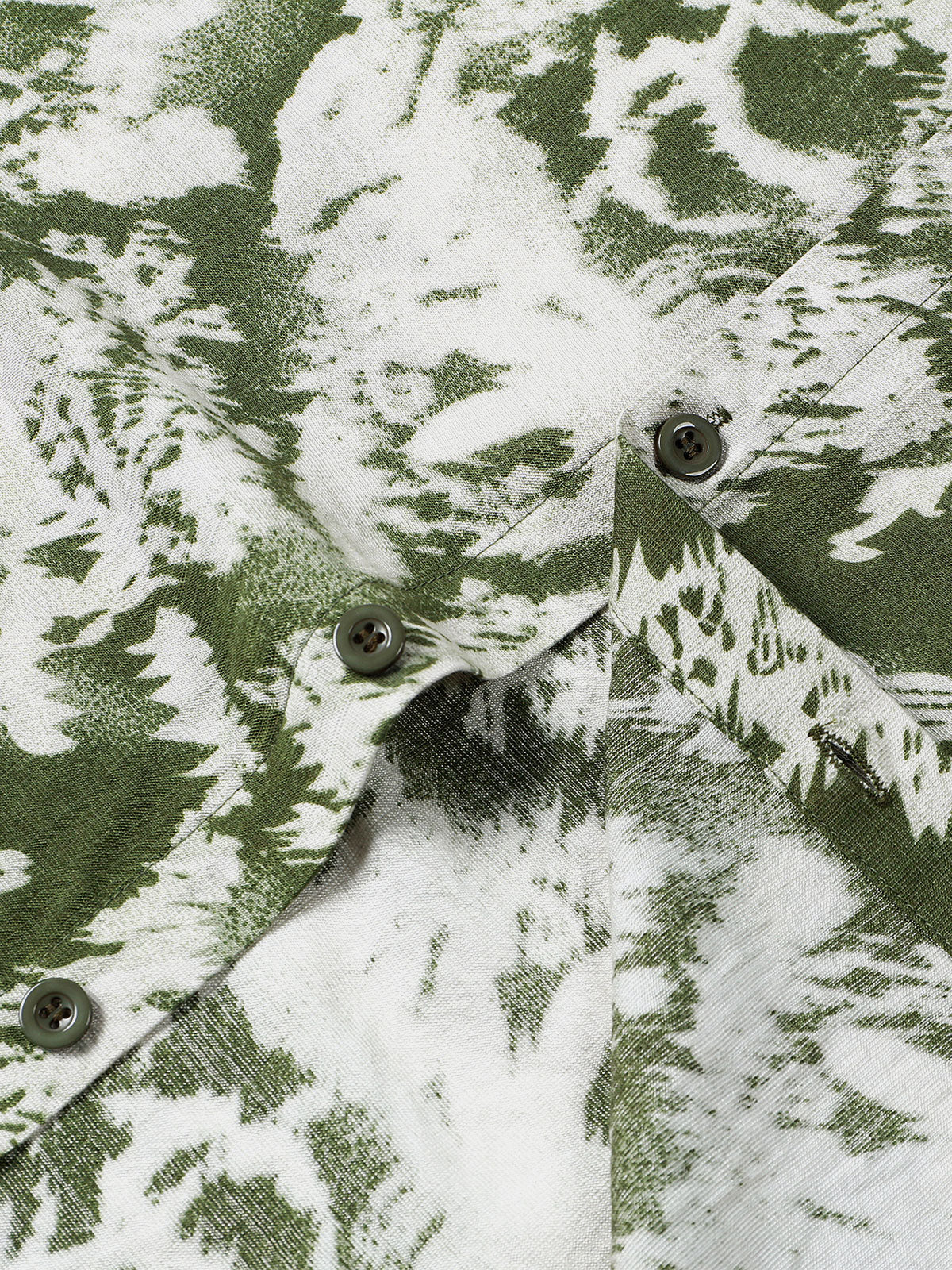 Button-Up Short Sleeve Abstract Botanical Pattern Shirt