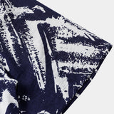 Navy Short Sleeve Abstract Geometric Print Shirt