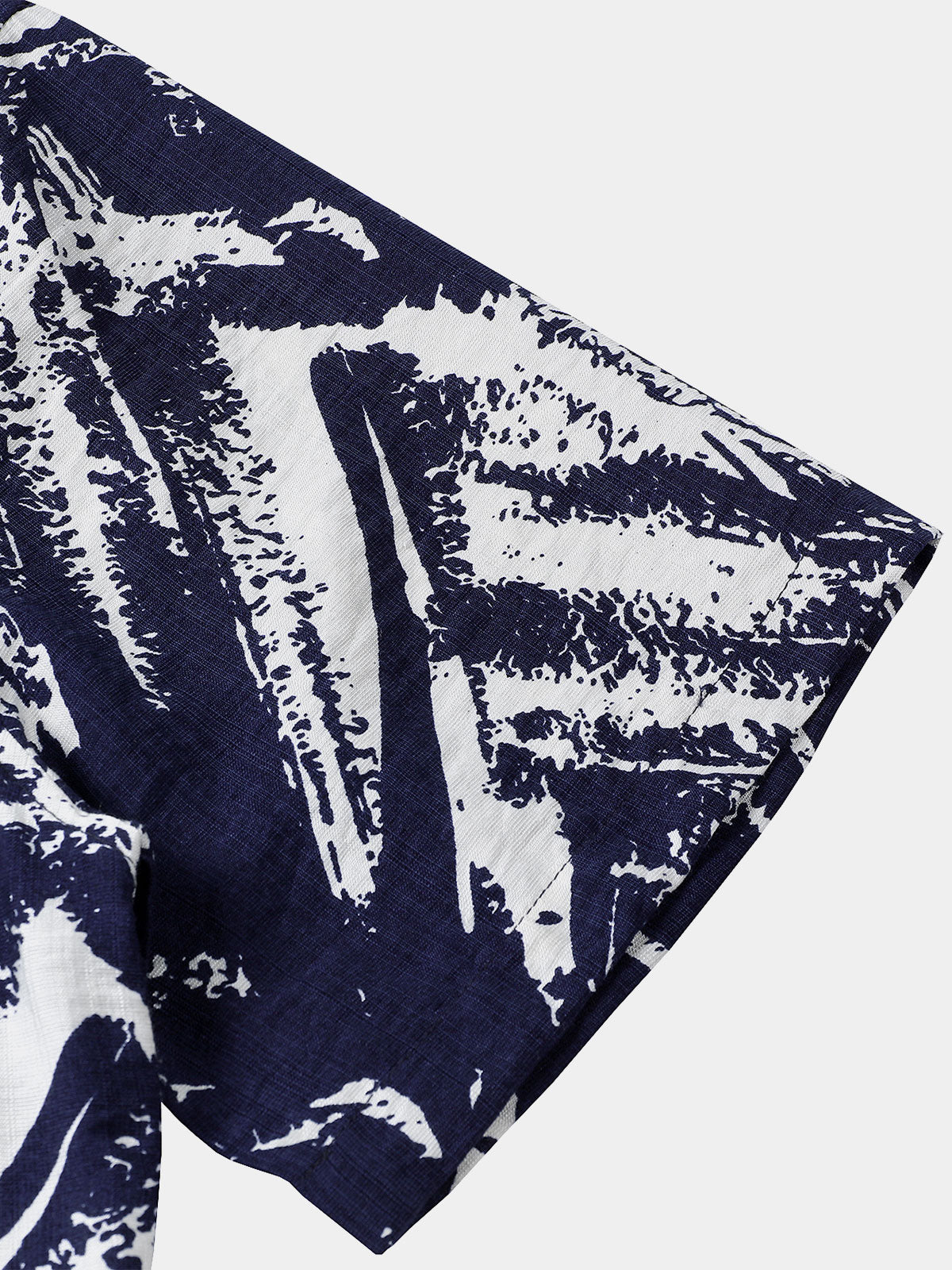 Navy Short Sleeve Abstract Geometric Print Shirt