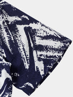 Navy Short Sleeve Abstract Geometric Print Shirt