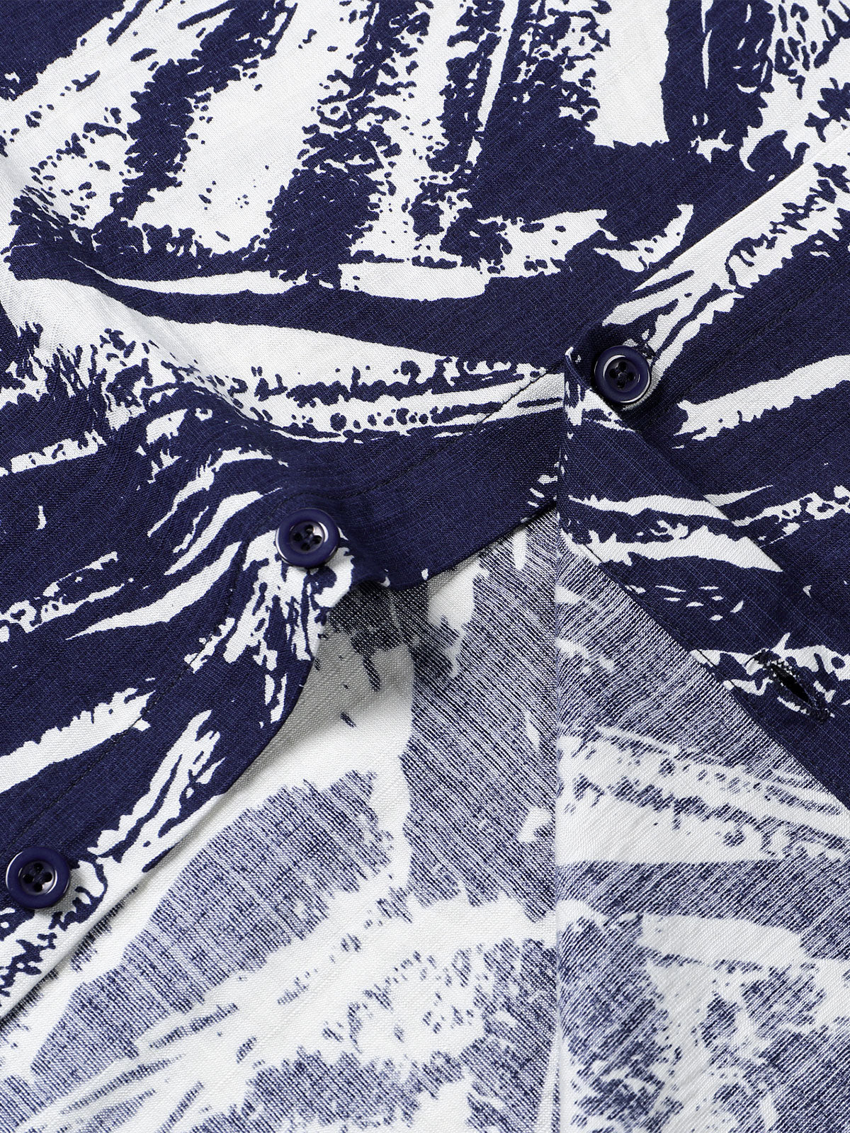 Navy Short Sleeve Abstract Geometric Print Shirt