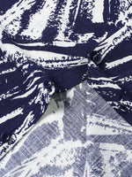 Navy Short Sleeve Abstract Geometric Print Shirt