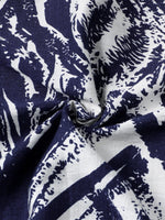 Navy Short Sleeve Abstract Geometric Print Shirt