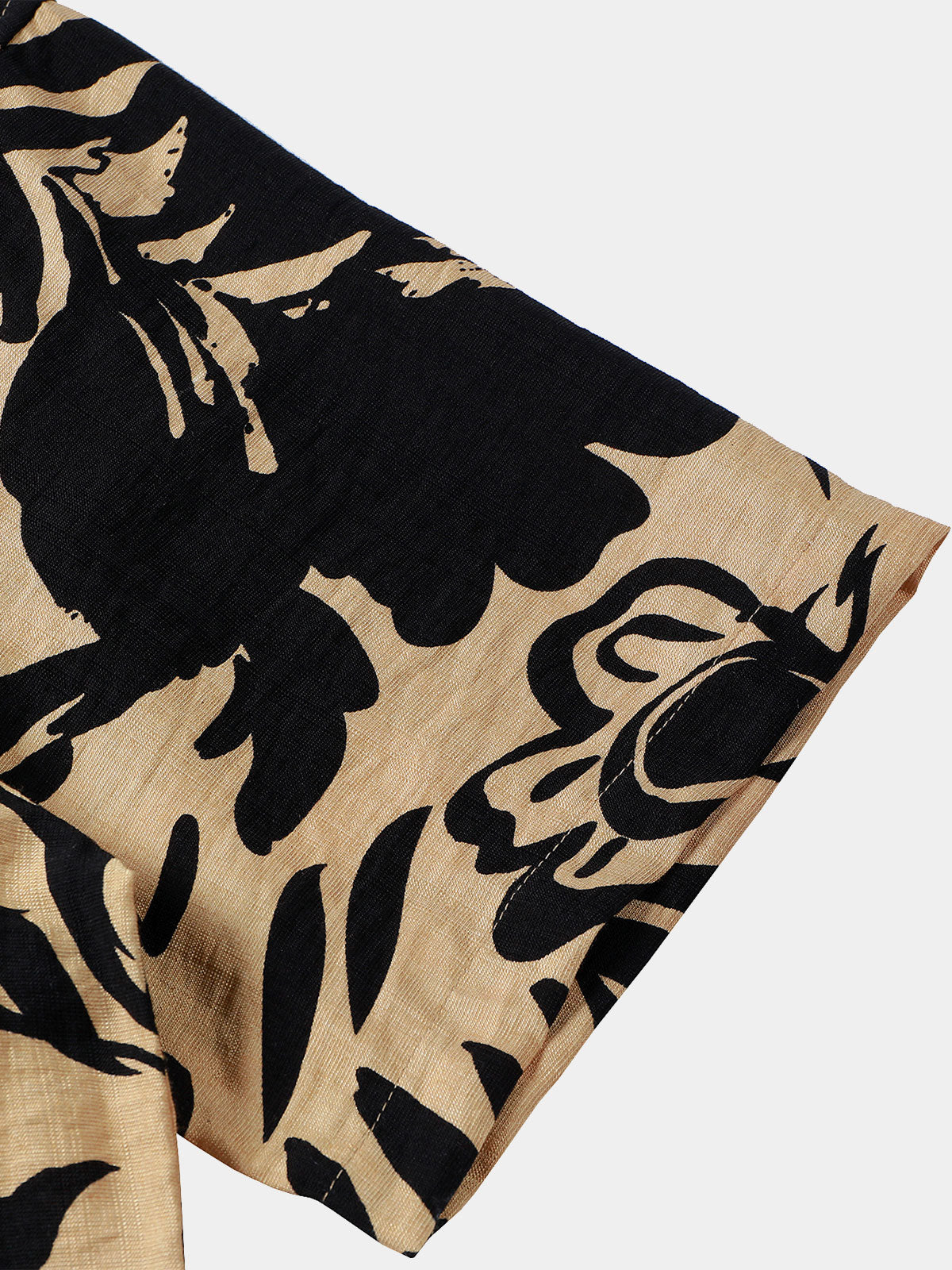 Retro Button-Up Short Sleeve Abstract Botanical Pattern Shirt