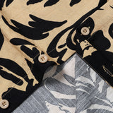 Retro Button-Up Short Sleeve Abstract Botanical Pattern Shirt