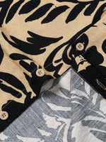 Retro Button-Up Short Sleeve Abstract Botanical Pattern Shirt