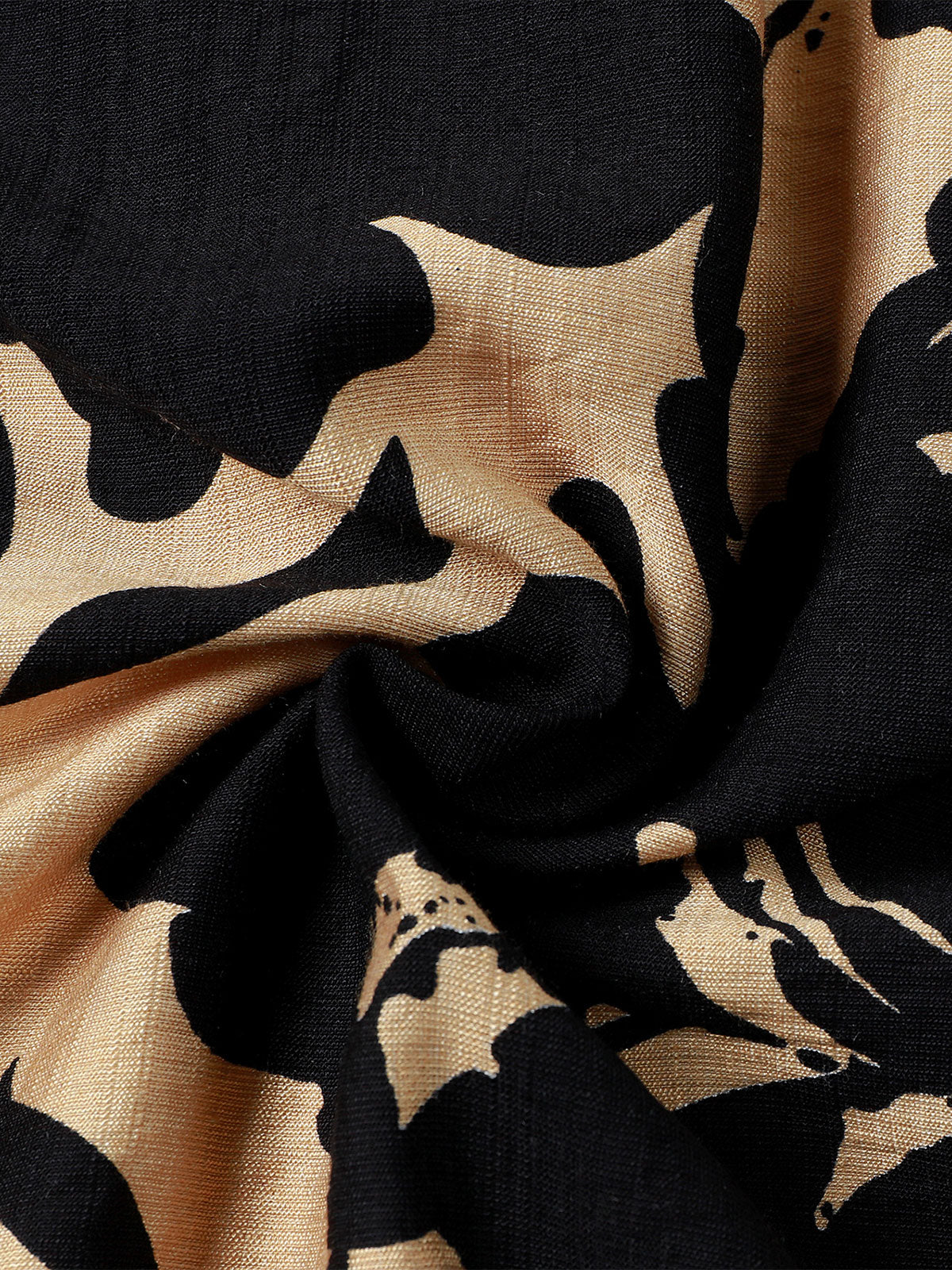 Retro Button-Up Short Sleeve Abstract Botanical Pattern Shirt