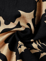Retro Button-Up Short Sleeve Abstract Botanical Pattern Shirt
