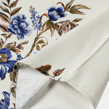 Cream Blue Floral Vine Casual Summer Short Sleeve Shirt