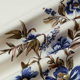 Cream Blue Floral Vine Casual Summer Short Sleeve Shirt