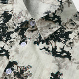 Beige Floral Print Washed Ink Effect Casual Short Sleeve Shirt