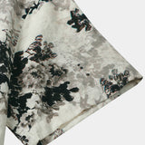 Beige Floral Print Washed Ink Effect Casual Short Sleeve Shirt