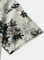 Beige Floral Print Washed Ink Effect Casual Short Sleeve Shirt