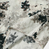 Beige Floral Print Washed Ink Effect Casual Short Sleeve Shirt