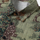 Green Vintage Relaxed Forest Print Short Sleeve Shirt