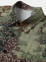 Green Vintage Relaxed Forest Print Short Sleeve Shirt