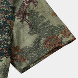 Green Vintage Relaxed Forest Print Short Sleeve Shirt