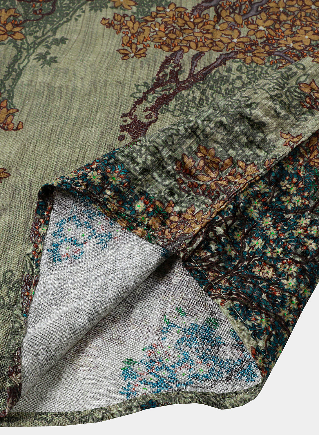 Green Vintage Relaxed Forest Print Short Sleeve Shirt
