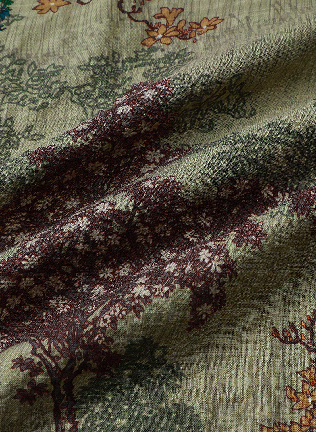 Green Vintage Relaxed Forest Print Short Sleeve Shirt