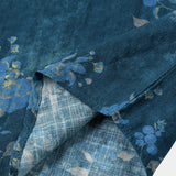 Blue Watercolor Floral Print Casual Short Sleeve Shirt