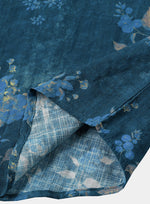 Blue Watercolor Floral Print Casual Short Sleeve Shirt