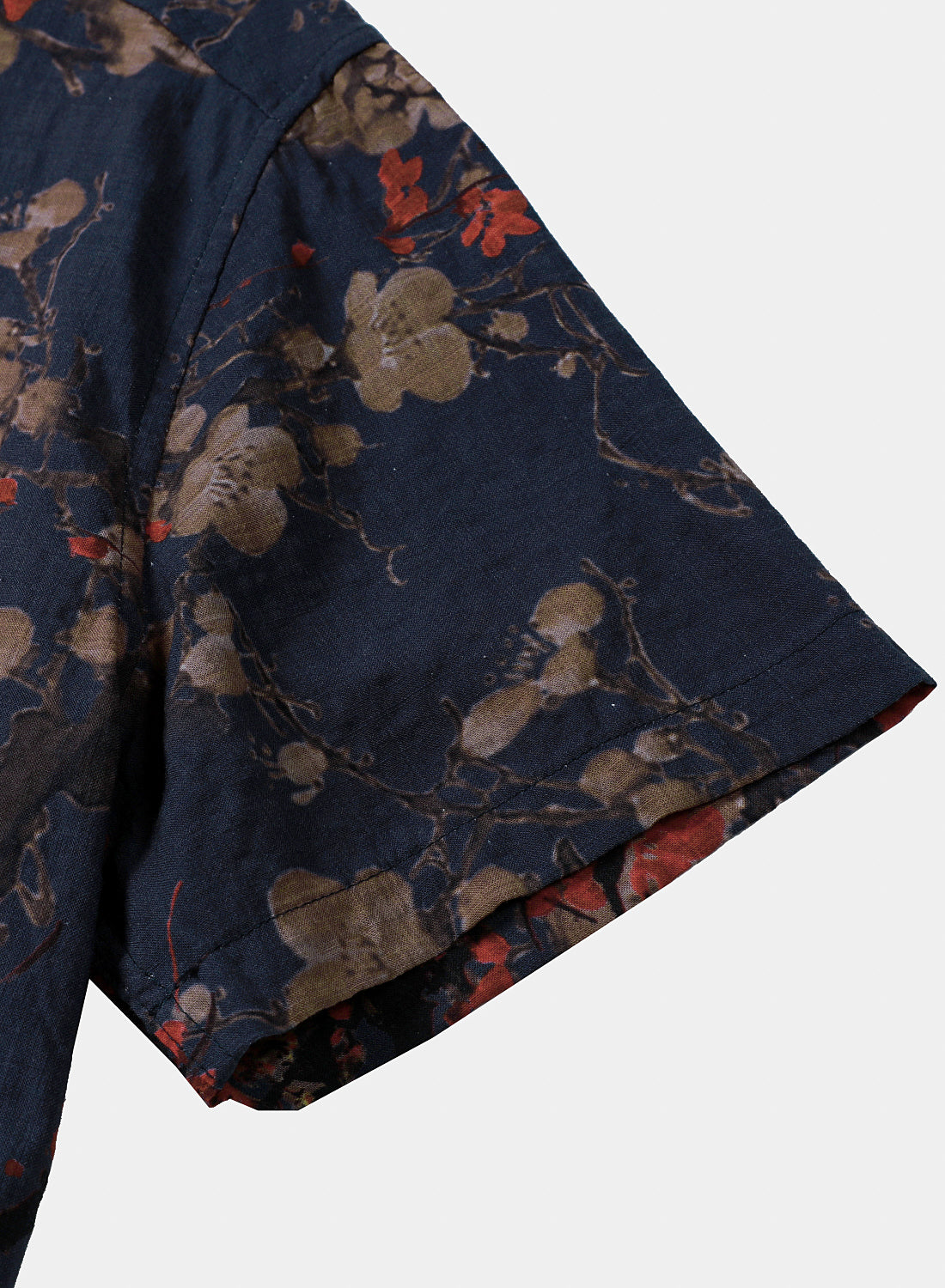 Navy Artistic Floral Print Casual Short Sleeve Shirt