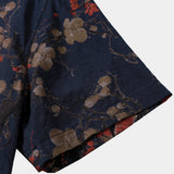 Navy Artistic Floral Print Casual Short Sleeve Shirt