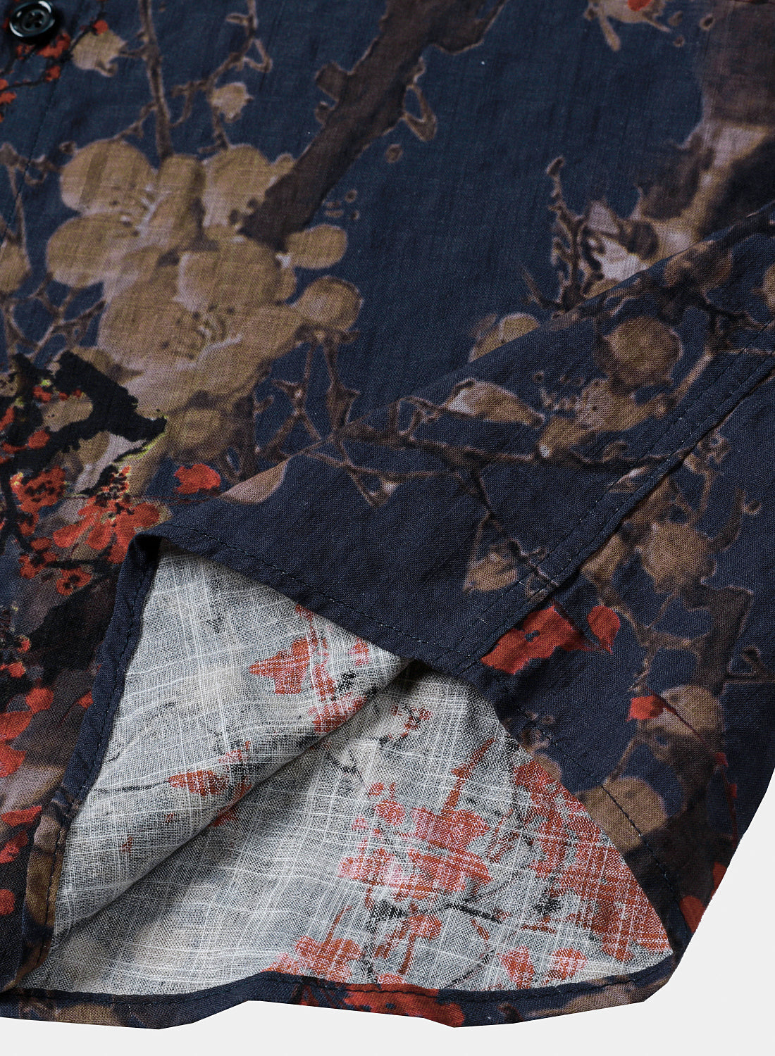 Navy Artistic Floral Print Casual Short Sleeve Shirt
