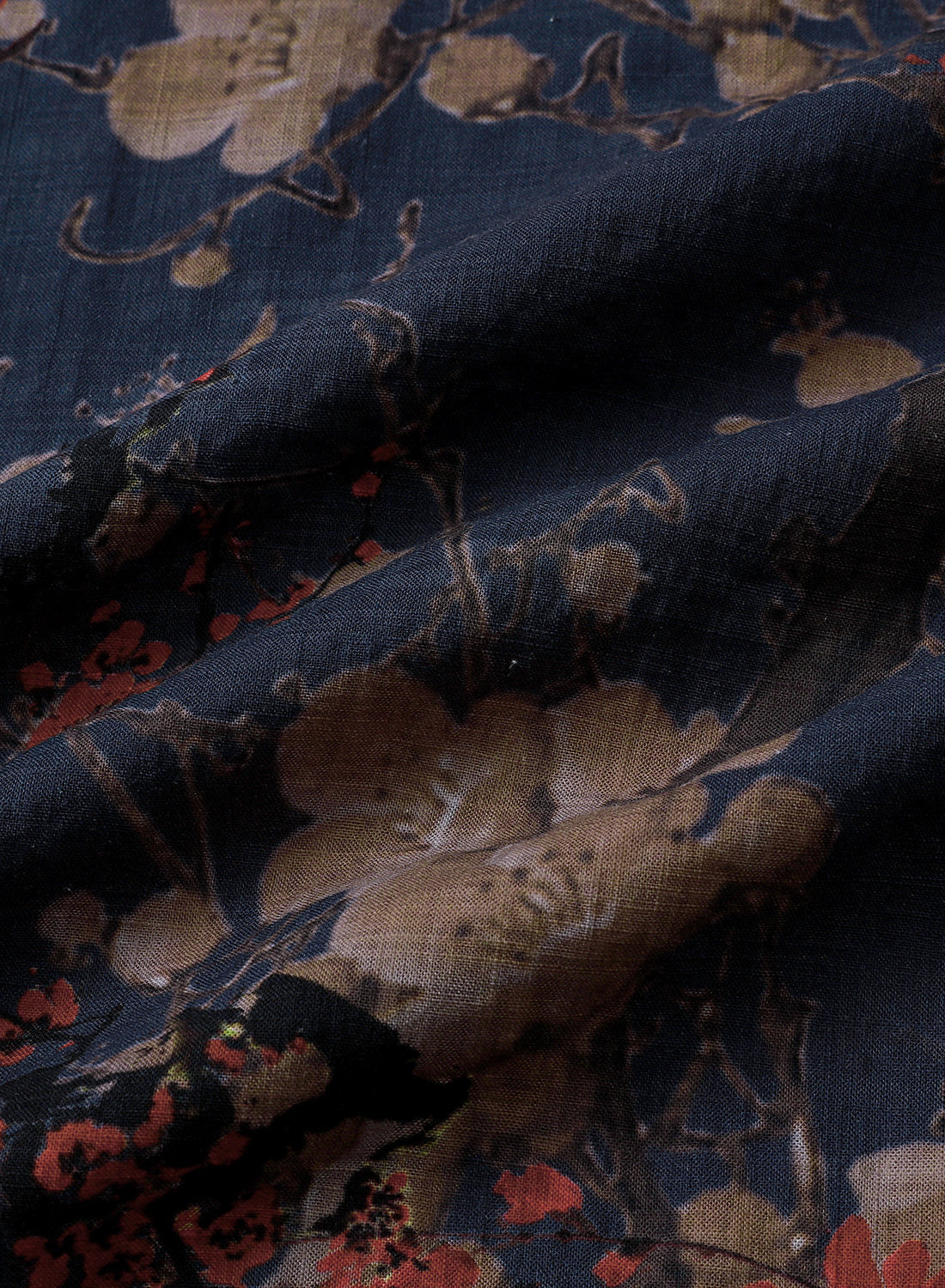 Navy Artistic Floral Print Casual Short Sleeve Shirt