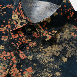 Navy Abstract Floral Print Casual Short Sleeve Shirt