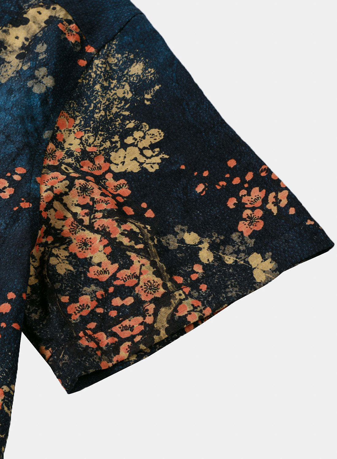 Navy Abstract Floral Print Casual Short Sleeve Shirt