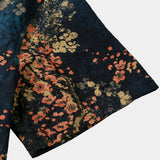 Navy Abstract Floral Print Casual Short Sleeve Shirt