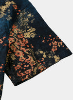 Navy Abstract Floral Print Casual Short Sleeve Shirt