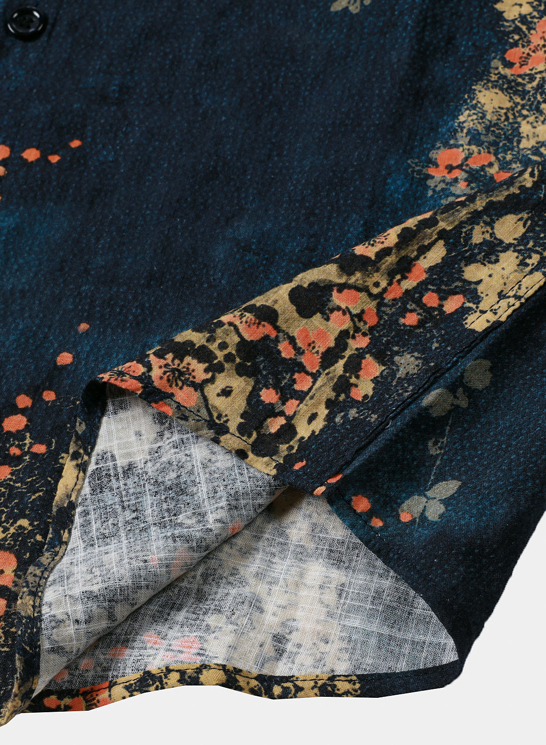 Navy Abstract Floral Print Casual Short Sleeve Shirt