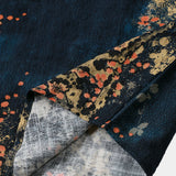 Navy Abstract Floral Print Casual Short Sleeve Shirt