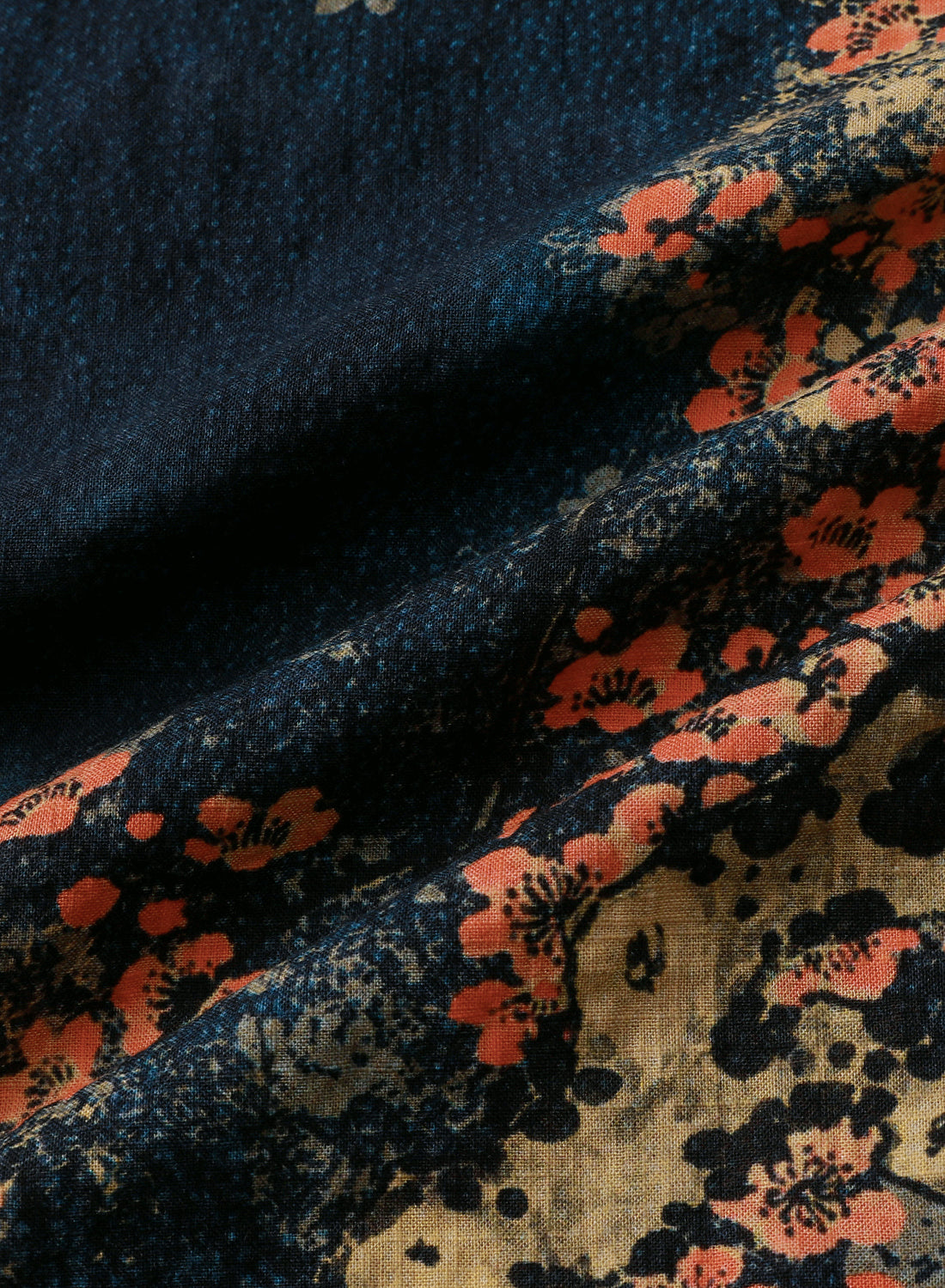 Navy Abstract Floral Print Casual Short Sleeve Shirt