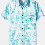 Blue Aloha Hawaiian Casual Shirt with Tropical Print
