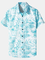 Blue Aloha Hawaiian Casual Shirt with Tropical Print