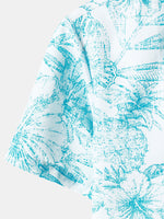 Blue Aloha Hawaiian Casual Shirt with Tropical Print